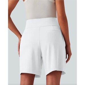 Halara DayStretch White High Waist Baggy Bermuda Shorts 7" Pockets M New no Tag